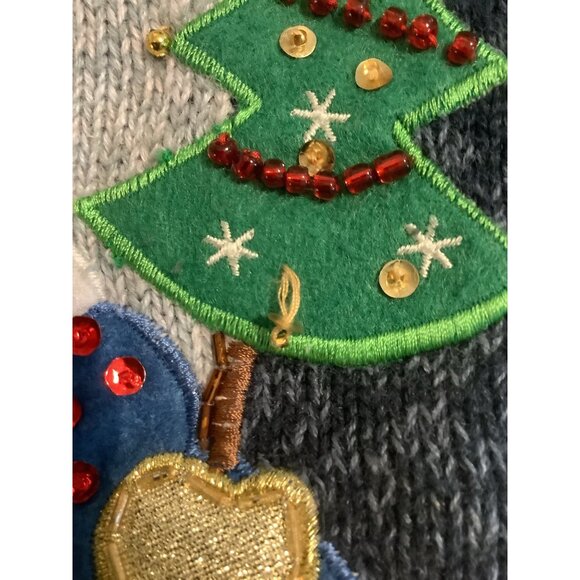 Carly St. Claire Womens XL Ugly Christmas Snowman Cardigan Sweater Blue -- Read - Picture 11 of 16